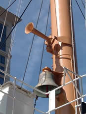 Fog horn and fog bell on top of Lightship Portsmouth