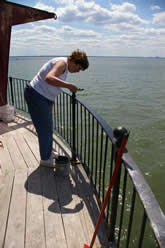 Painting the railing.